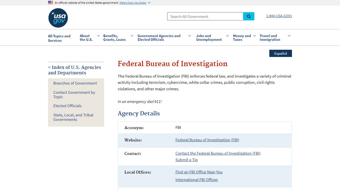 Federal Bureau of Investigation - USAGov