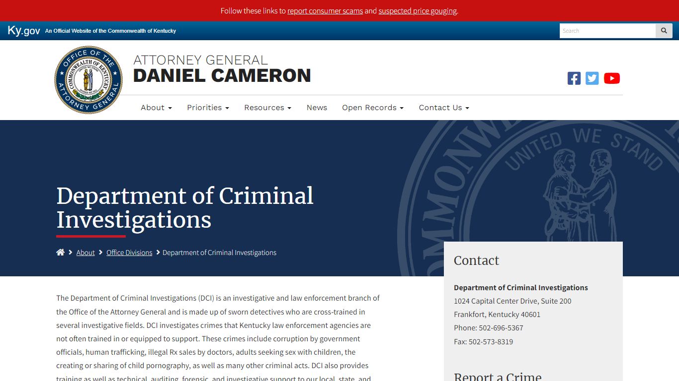 Department of Criminal Investigations - Kentucky Attorney General