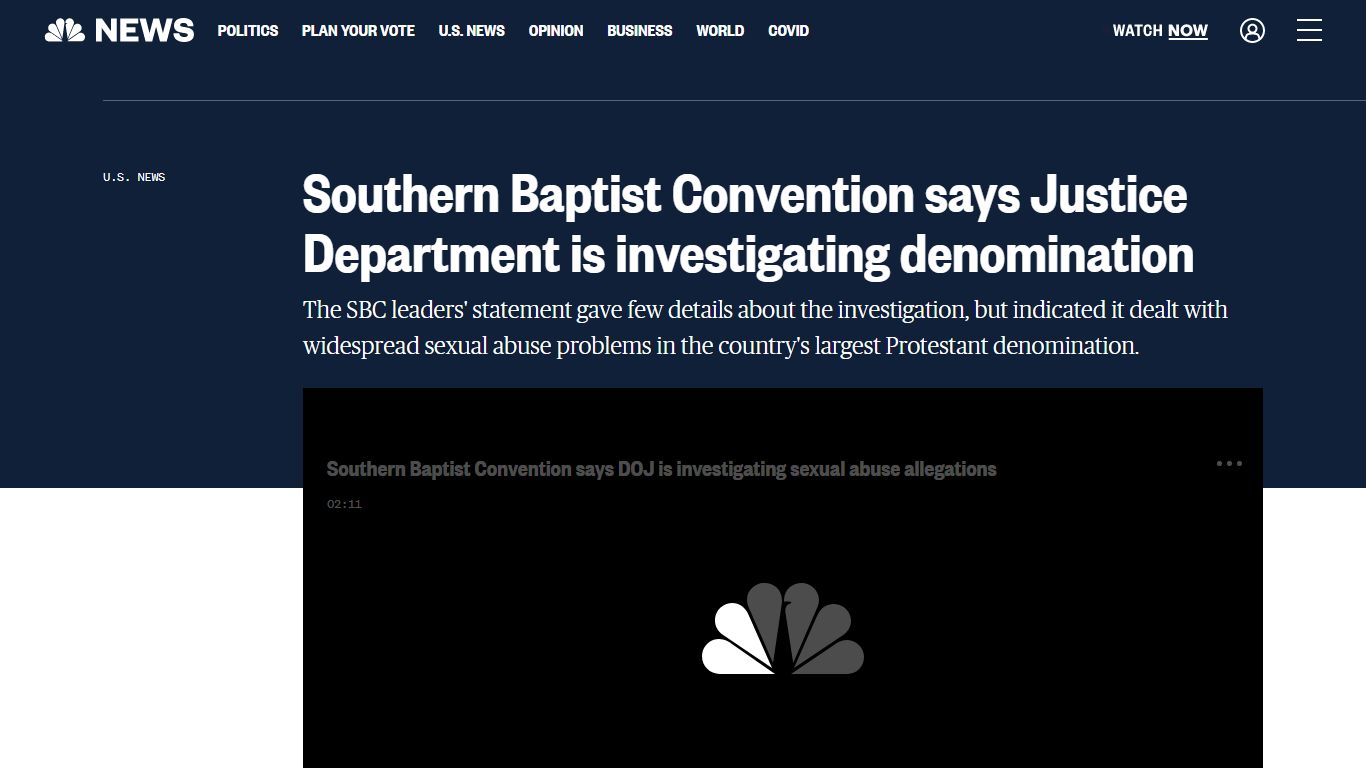 Southern Baptist Convention says Justice Department is investigating ...